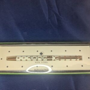 kate spade Gold and White Polka Dot Pen